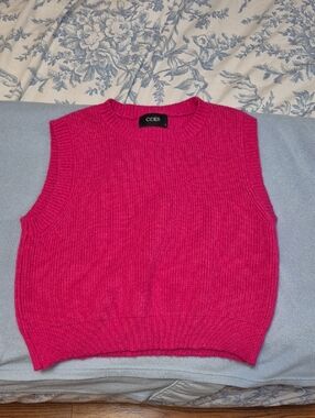 Cider Hot Pink Ribbed Knit Sleeveless Vest